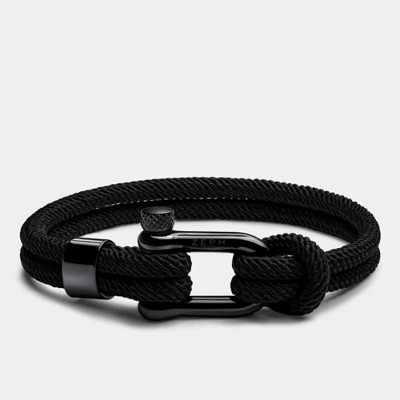 Minimalist black rope bracelet with stainless steel clasp