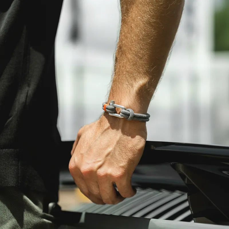 Bracciale a Corda Intrecciata Grigia