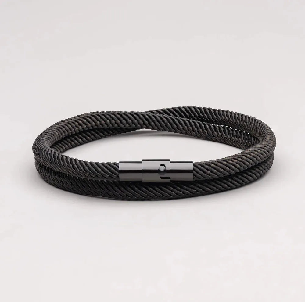 Bracciale Minimalista Onda in Corda Nera
