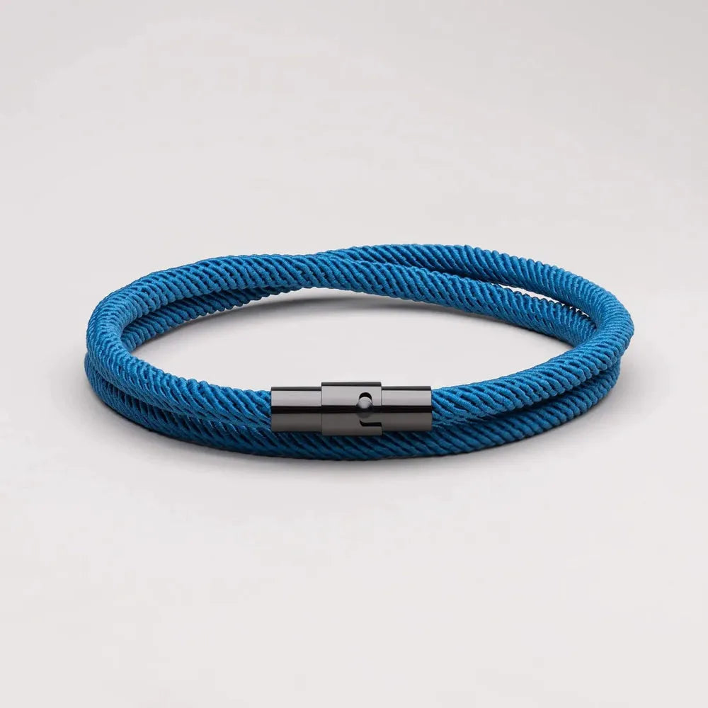 Bracciale Minimalista Onda in Corda Blu