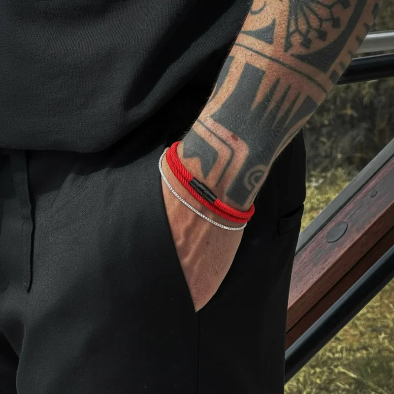Bracciale Minimalista Onda Corda Rossa